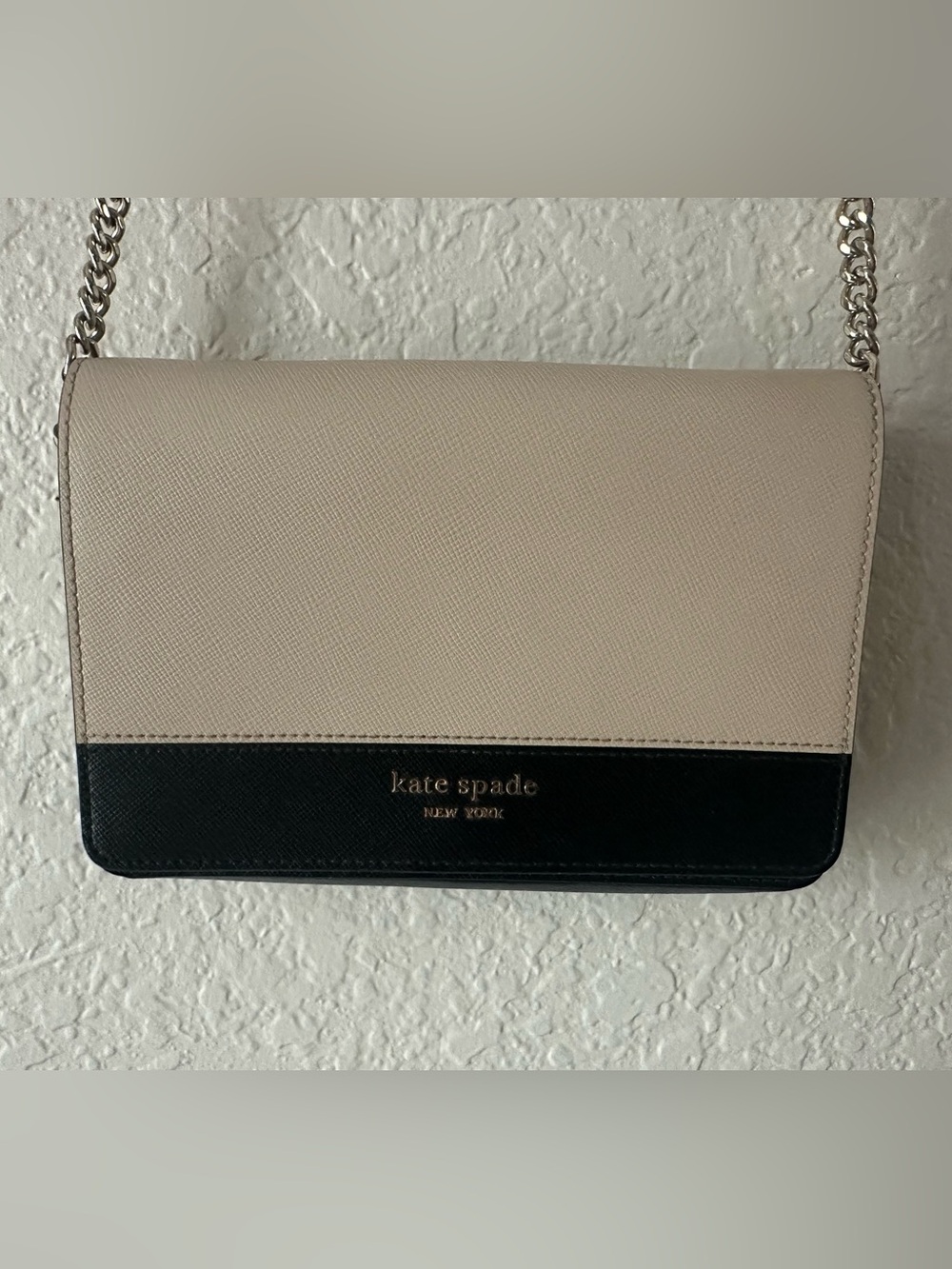 Kate Spade New York Colorblock Leather Chain Crossbody Bag - Beige & Black